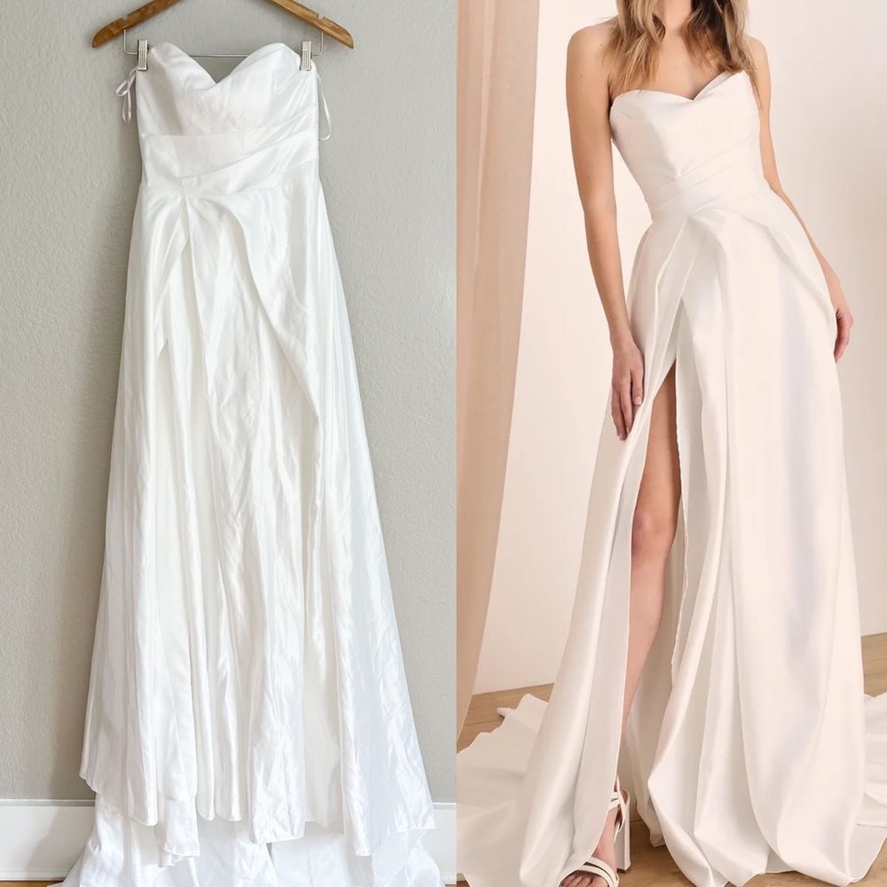 COPY - Lifetime of Love White Satin Strapless A-Line Gown 4 NWOT